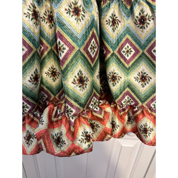 Autumn Adeigbo‎ Oona Abstract Printed Puffed-Sleeve Tiered Mini Dress 2 - Picture 3 of 8